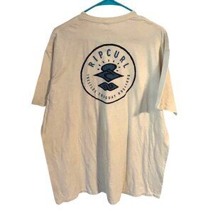Rip Curl Standard Fit T Shirt Mens Size XXL Cotton Tan Double Sided Large Logo